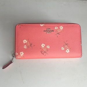 COACH accordion zip wallet with floral bow print